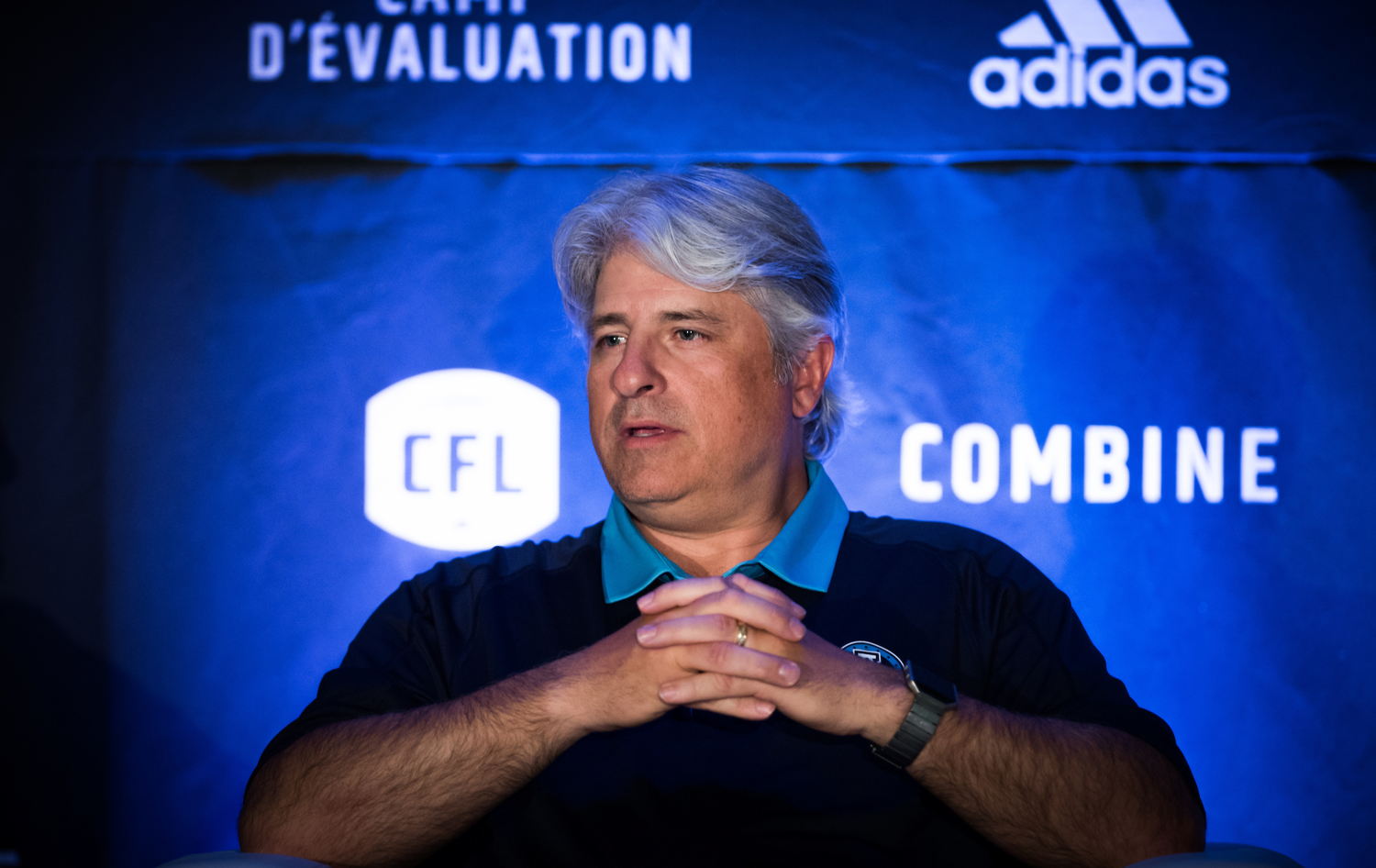 Jim Popp at the Football Operations Media Availability. Photo credit: Johany Jutras/CFL