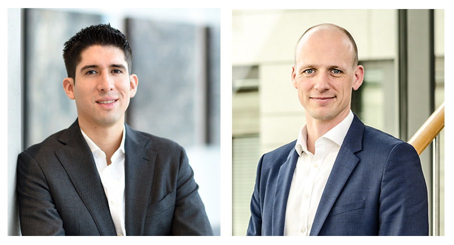 Christopher Schäckermann (36, rechts) en Diego Ramirez-Gölz (31) zijn onlangs benoemd tot de directie van de pas opgerichte joint-venture Charge4Europe. (foto: innogy/DKV)