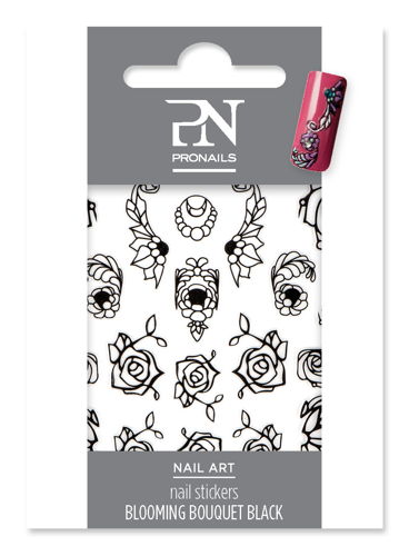 Nail Stickers Blooming Bouquet Black