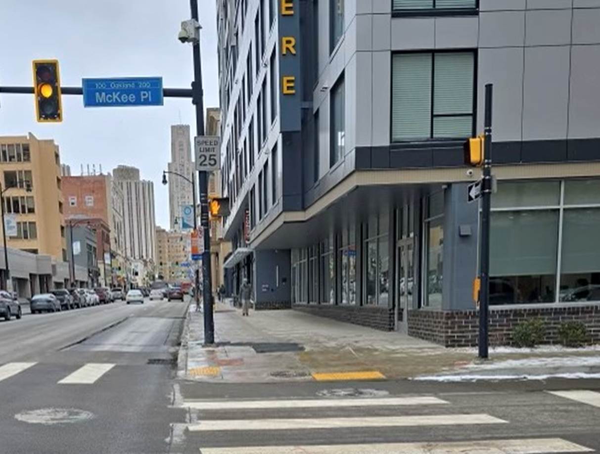 Work zone at Forbes Avenue and McKee Place in Oakland