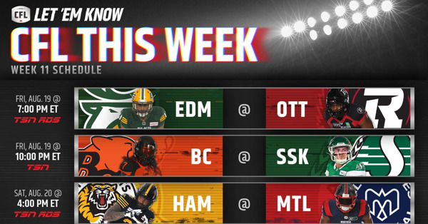 Preview: THIS WEEK IN THE CFL – WEEK 11