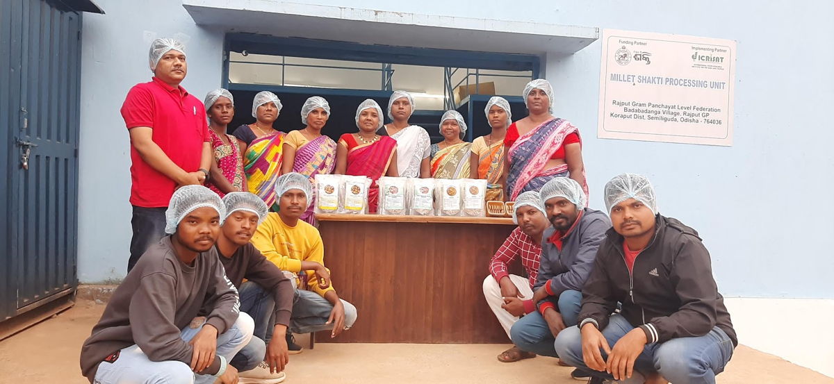 Millet-based secondary food processing unit established by ICRISAT and Odisha Livelihoods Mission in Koraput. 