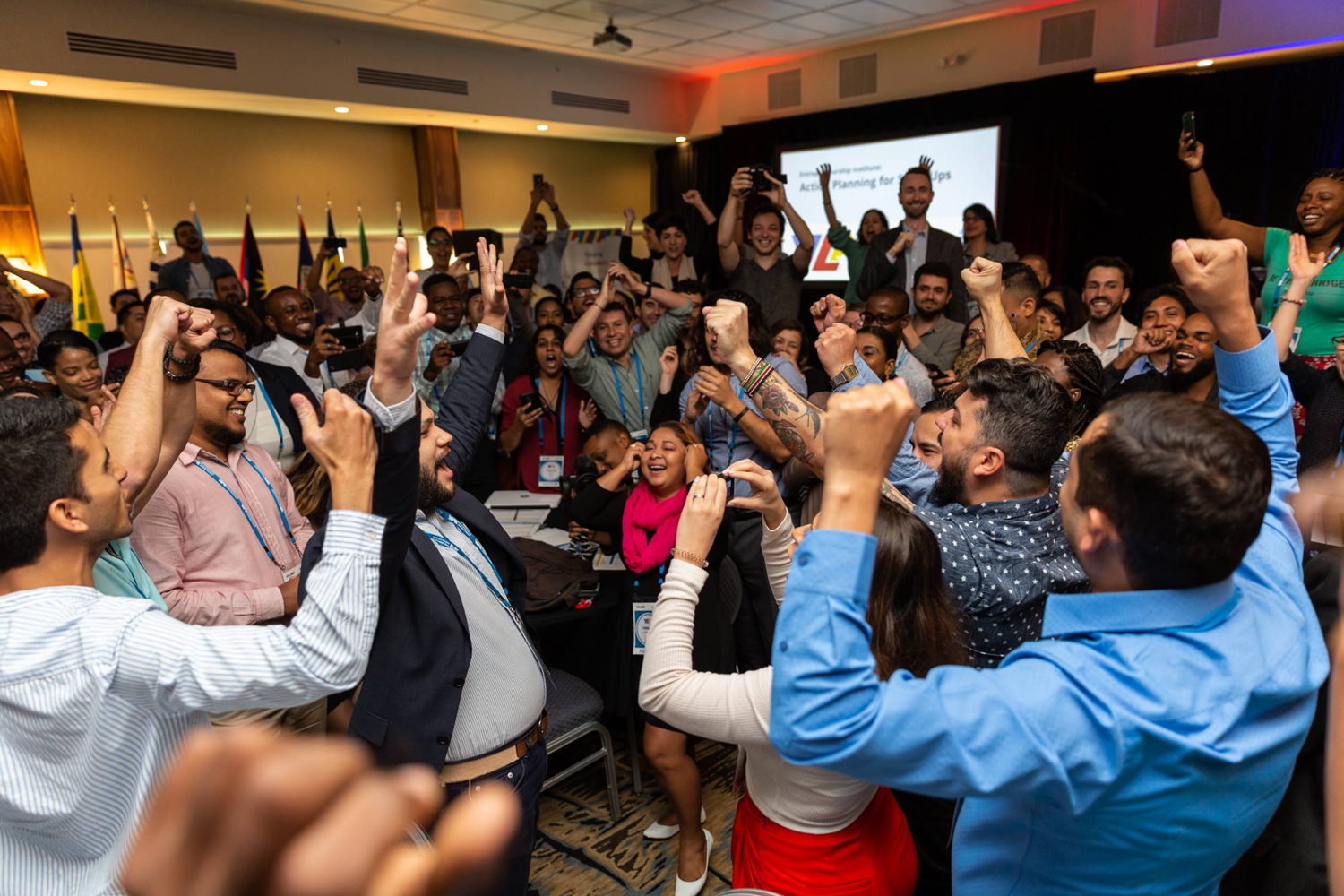 Partcipants of the 2018 YLAI cohort celebrate the start of the programme.