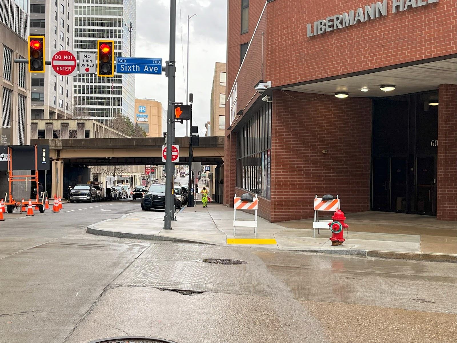 New sidewalk with accessible ramps recently installed on Fifth Avenue at Sixth Avenue New sidewalk with accessible ramps recently installed on Fifth Avenue at Sixth Avenue