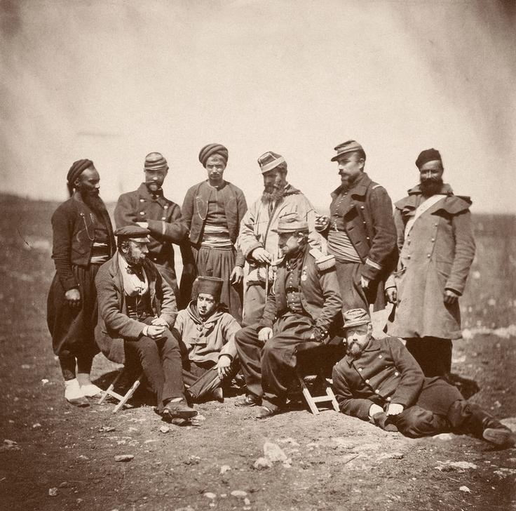 AKG345343 The French General Cissé with officers and soldiers of General Bosquet’s Division. Roger Fenton, 1855. ©akg-images