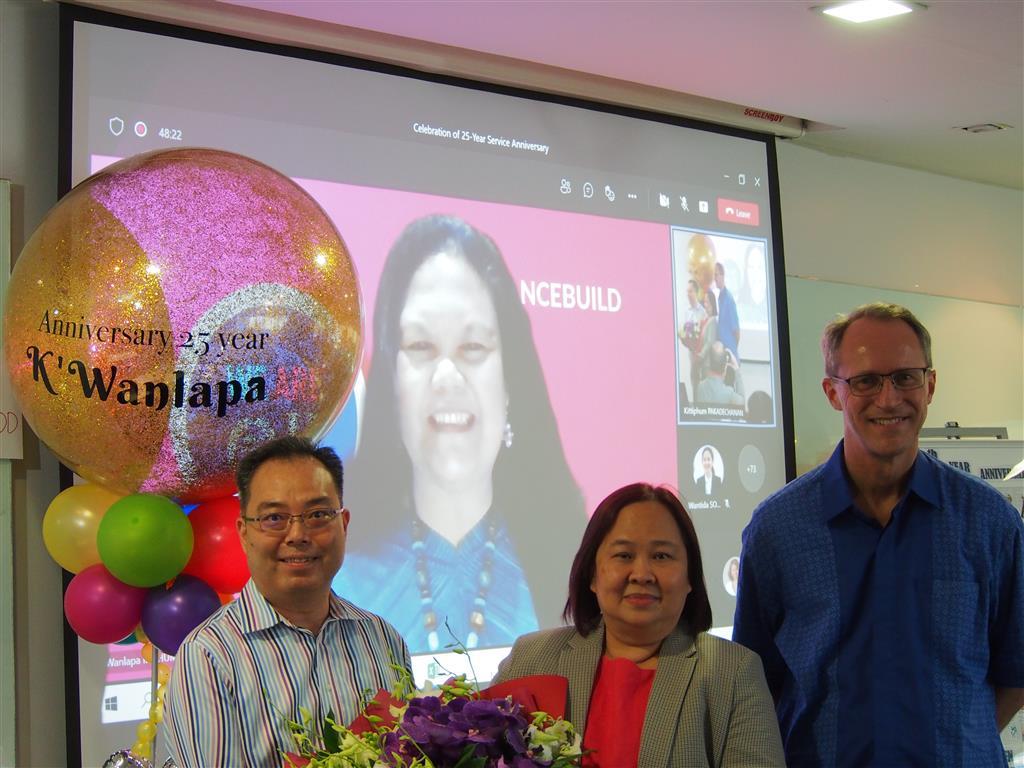 Khun Wanalapa joining her celebration virtually and all smiles throughout