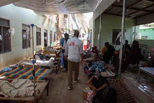 MSF’s cholera treatment centre, located in Kassala, was flooded after heavy rains the previous night. The centre, based in tents, provides urgent care to cholera patients. 09 September, 2024. Copyright: Mohammed Elhassan
