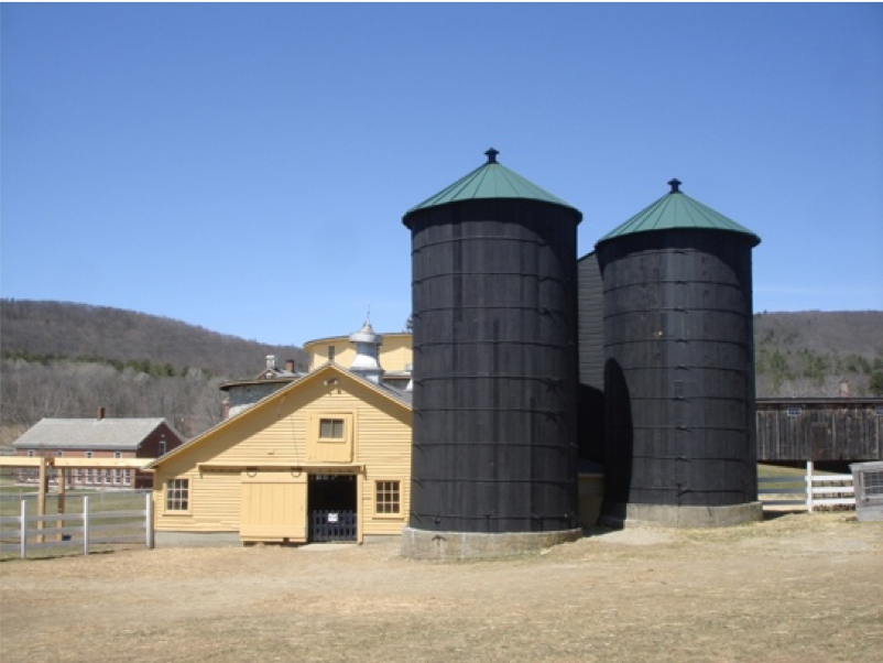 The Historic Grain Silos at Hancock Shaker Village 
[Photograph provided by the Hancock Shaker Village]