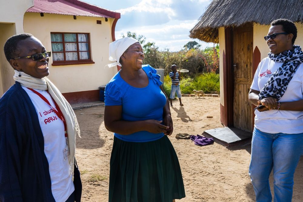 58 year old Magaret is visited at home by a Medecins Sans Frontieres (MSF) staff members. 

Margret lives in a very remote village around Chimombe Hospital. During her last VIAC test, in February 2016, nurses discovered less than 75% lesions on her cervix. Right away, they performed cryotherapy to froze these lesions. She has to check again in July to see if the lesions have disappeared. Photographer: Melanie Wenger/COSMOS