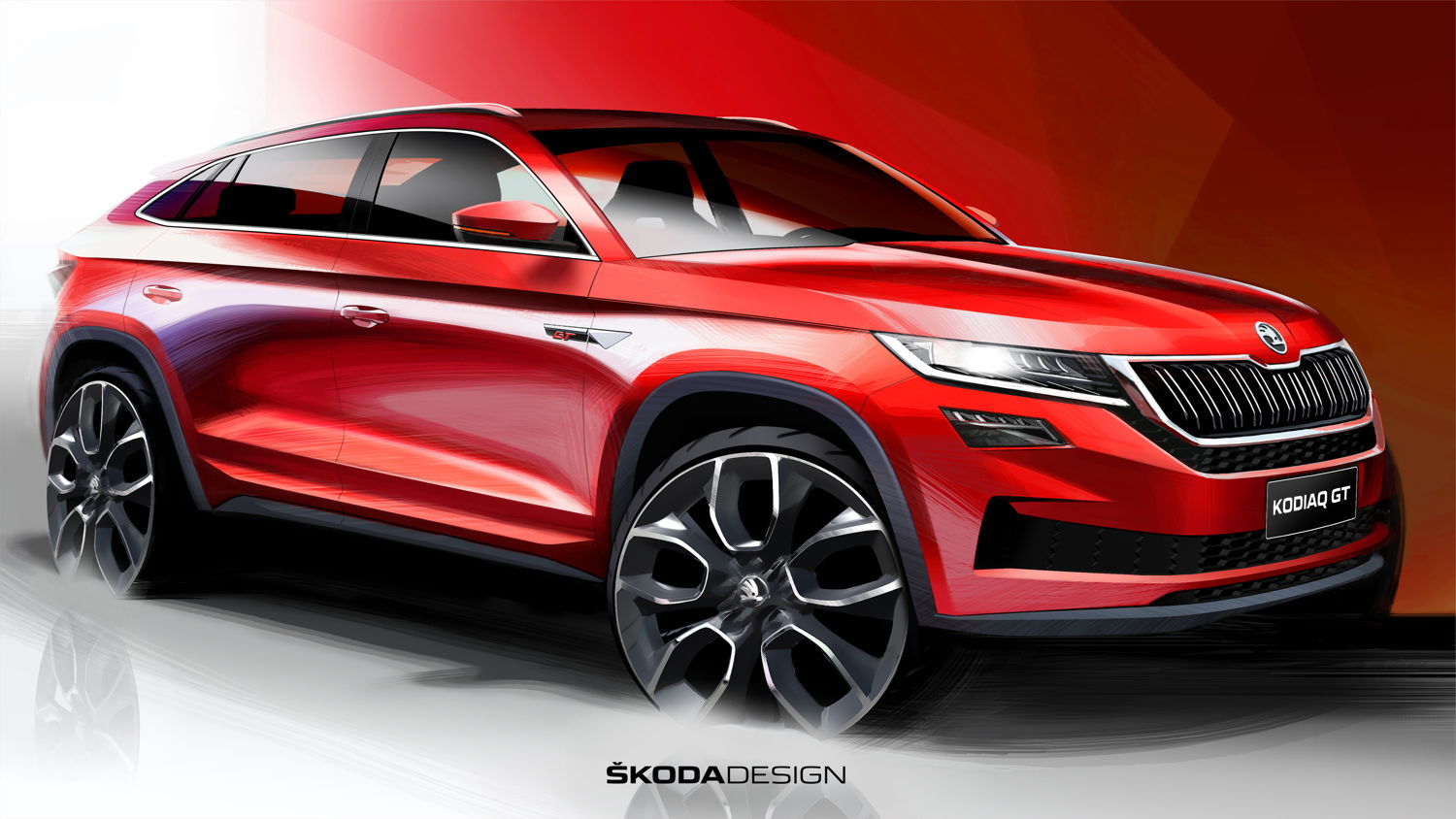 ŠKODA allows first view of future top model of the design
sketches of the new ŠKODA KODIAQ GT in the Chinese
market.