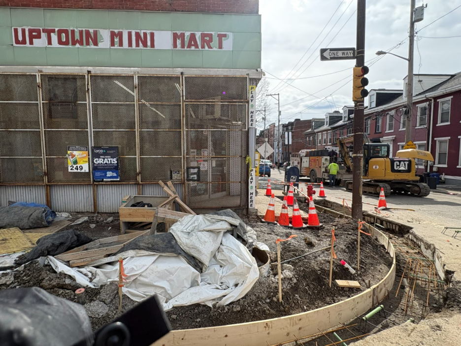 Wooden framing for new sidewalks recently placed at Forbes Avenue and Miltenberger Street Wooden framing for new sidewalks recently placed at Forbes Avenue and Miltenberger Street