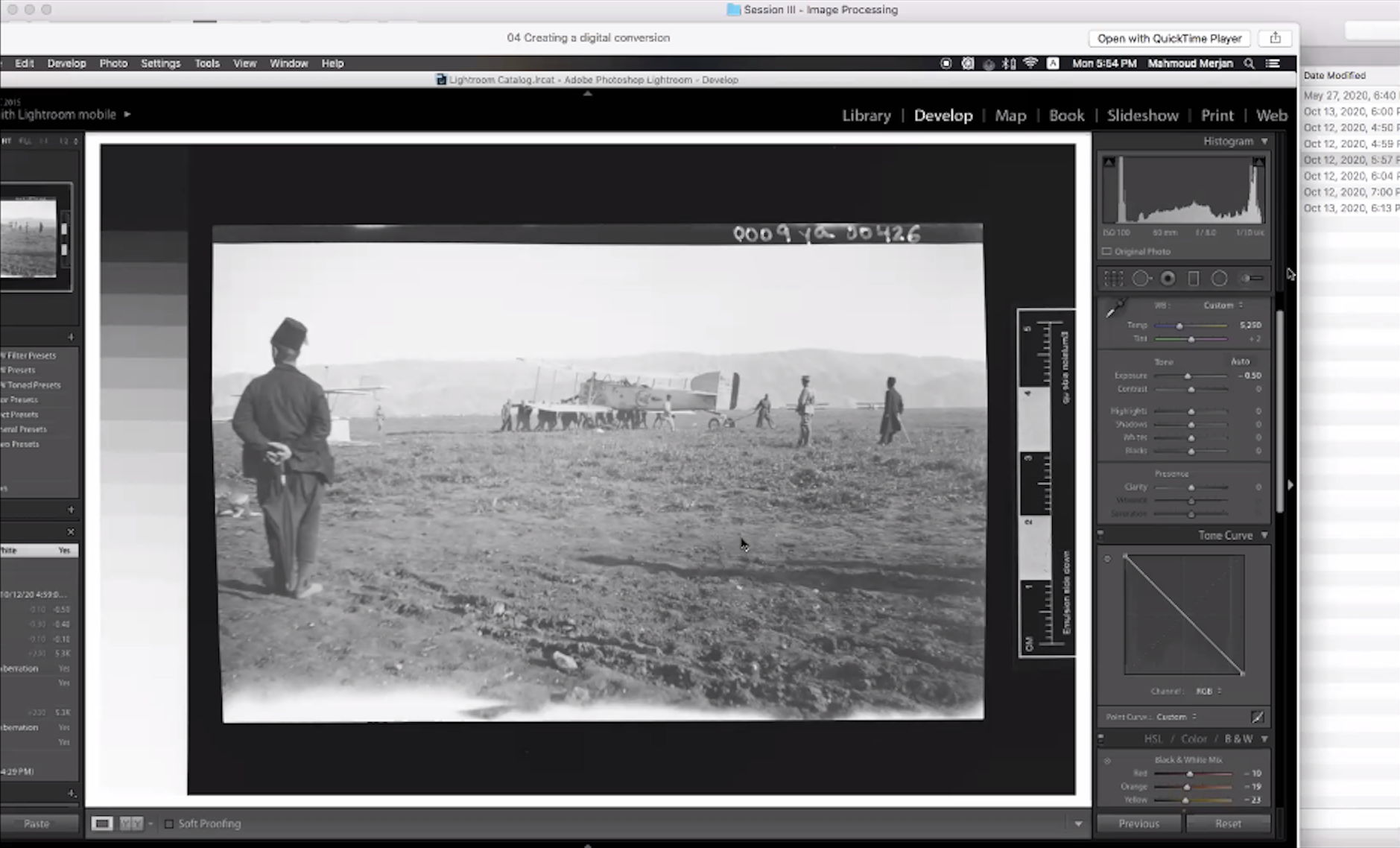 Screenshot from the Image Processing training given by our Digitization & Documentation Coordinator Mahmoud Merjan 