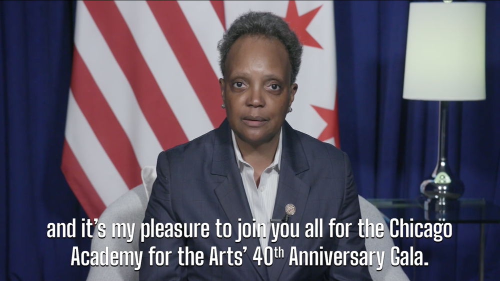 Chicago Mayor Lori Lightfoot welcomes Chicago Academy for the Arts 40th Anniversary Gala guests and announces Saturday May 14, 2022, as THE CHICAGO ACADEMY FOR THE ARTS DAY in the City of Chicago. | ChicagoAcademyForTheArts.org