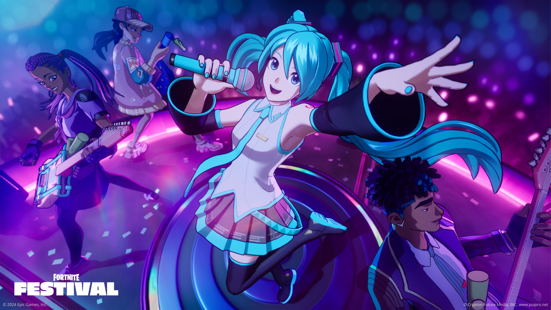 La artista virtual, Hatsune Miku, es la nueva ícono de la temporada 7 de Fortnite Festival! 