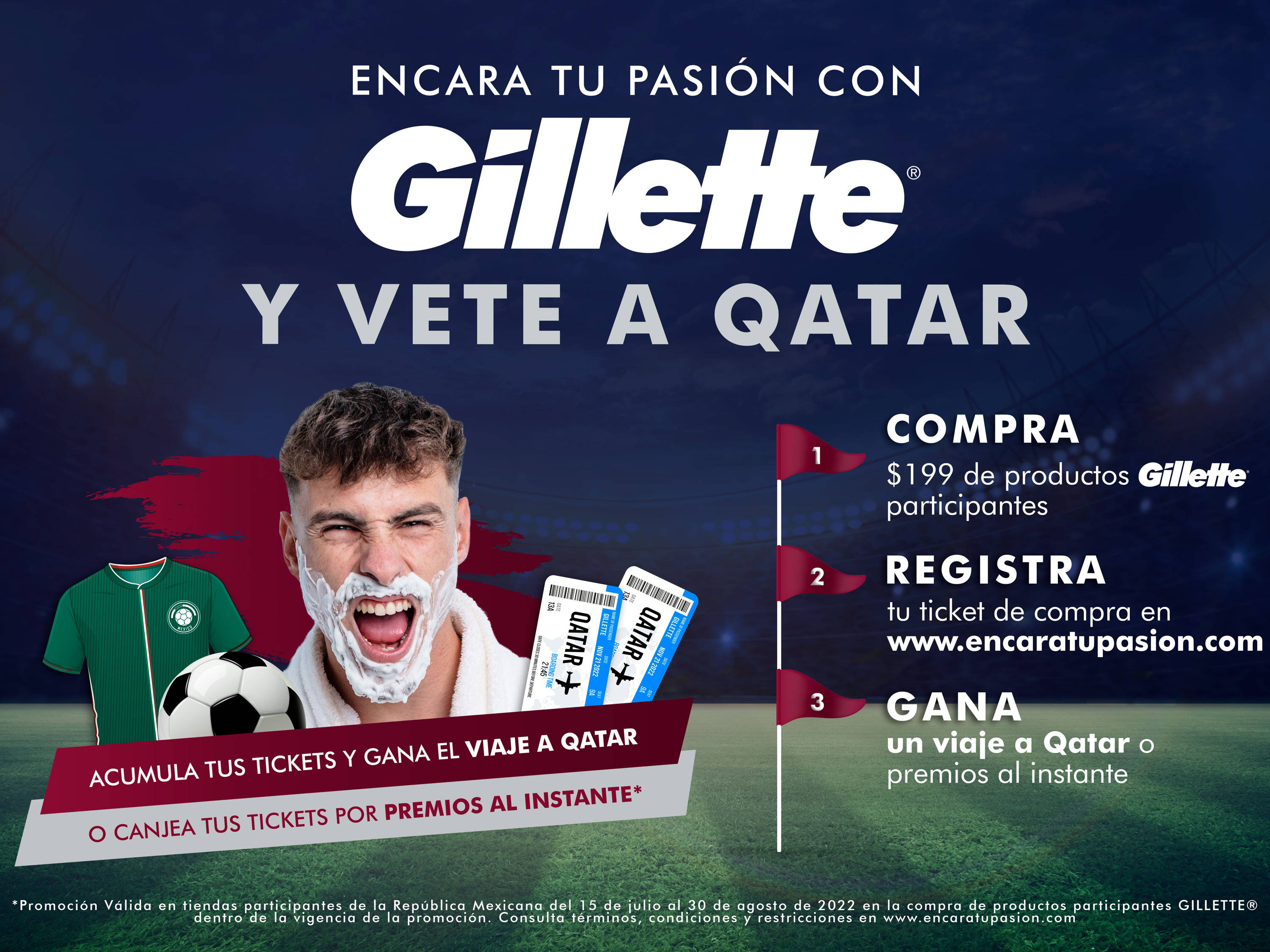 Cumple tu sueño de ir a Qatar y vivir la pasión del fútbol con Gillette®