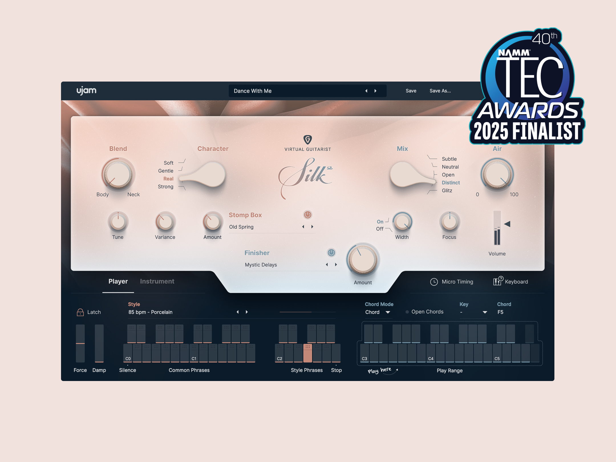 UJAM's Virtual Guitarist Silk 2 Named Finalist for 2025 NAMM TEC Awards