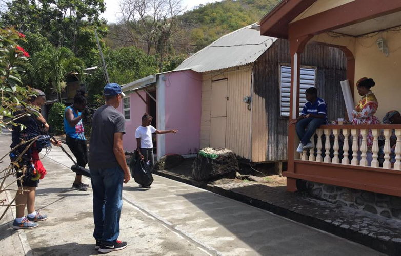 Behind the scenes: Filming in the village of Colihaut.