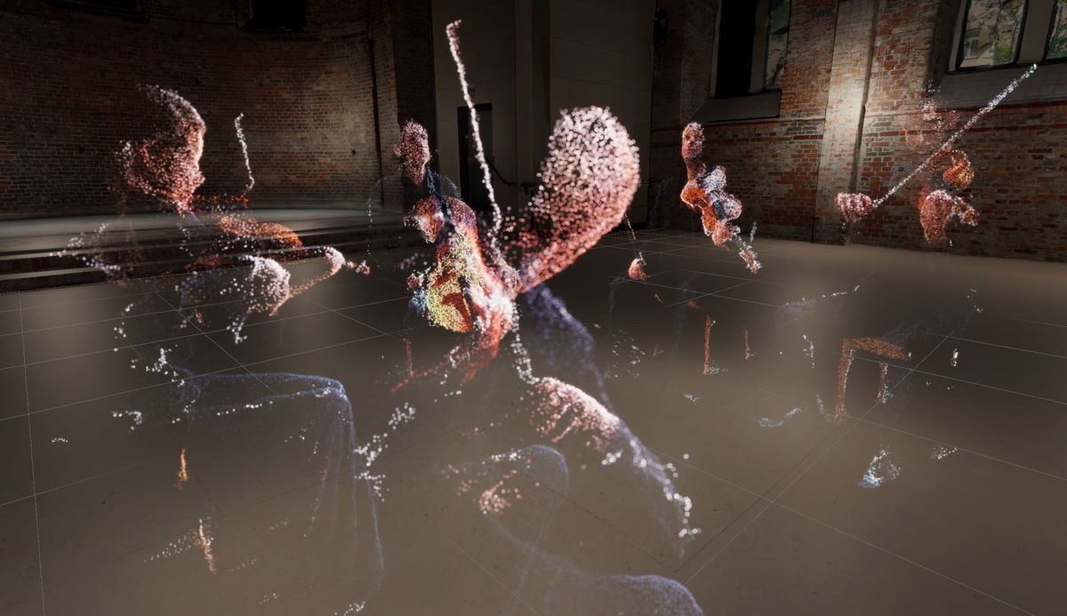 Artistic representation of the musicians during the recording of a Mozart string quintet, the second part of the “Future Presence” project