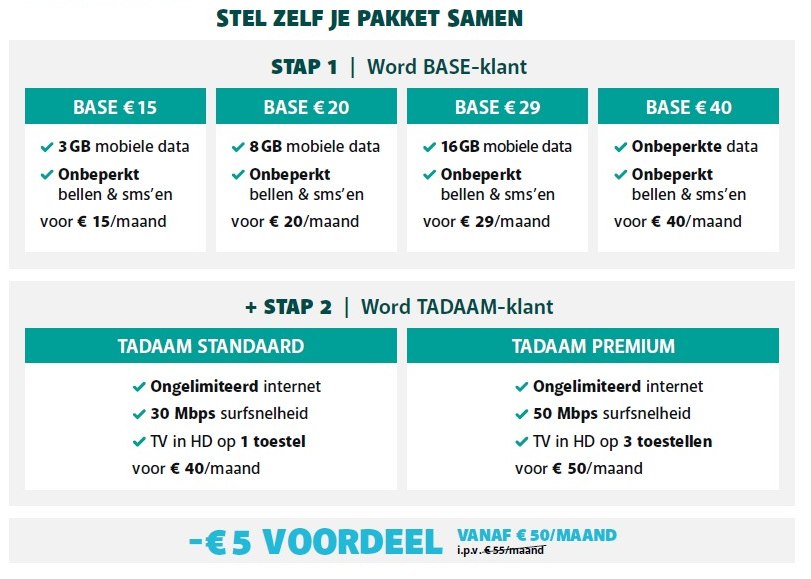 BASE combineert zijn mobiele aanbod met internet en tv