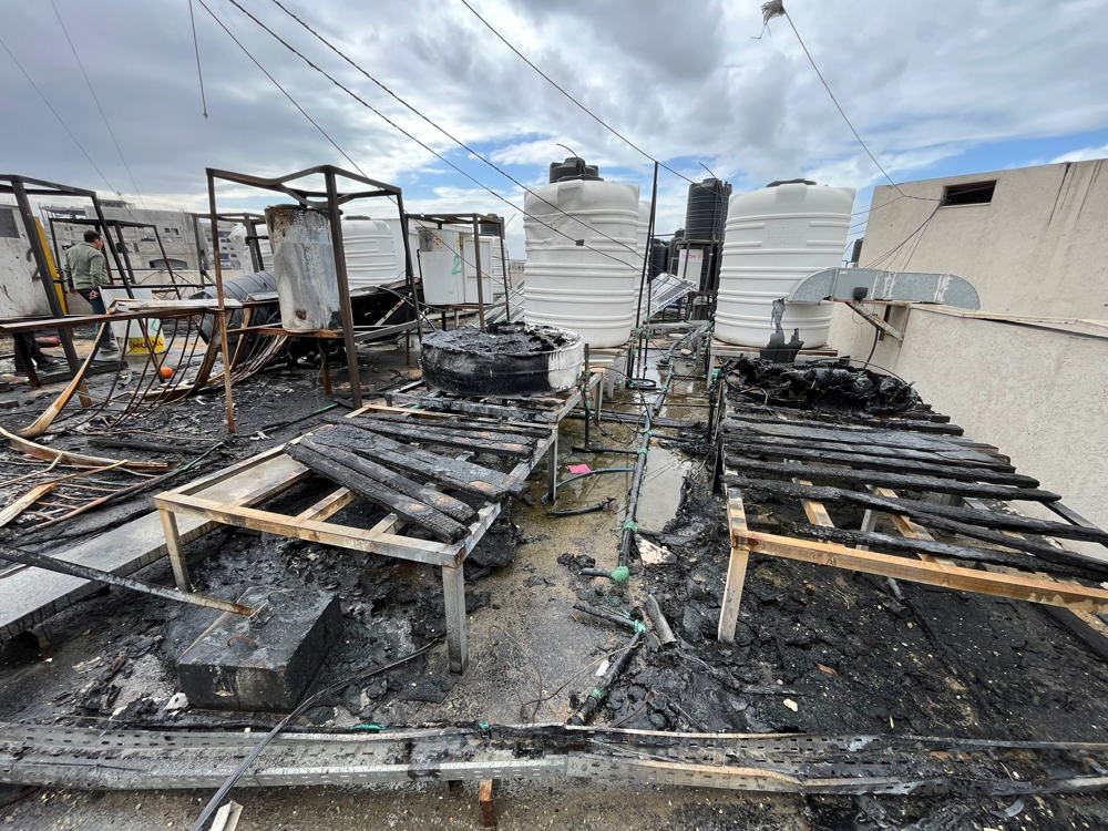 El tejado del Hospital Indonesio incendiado. NOUR ALSAQQA/MSF