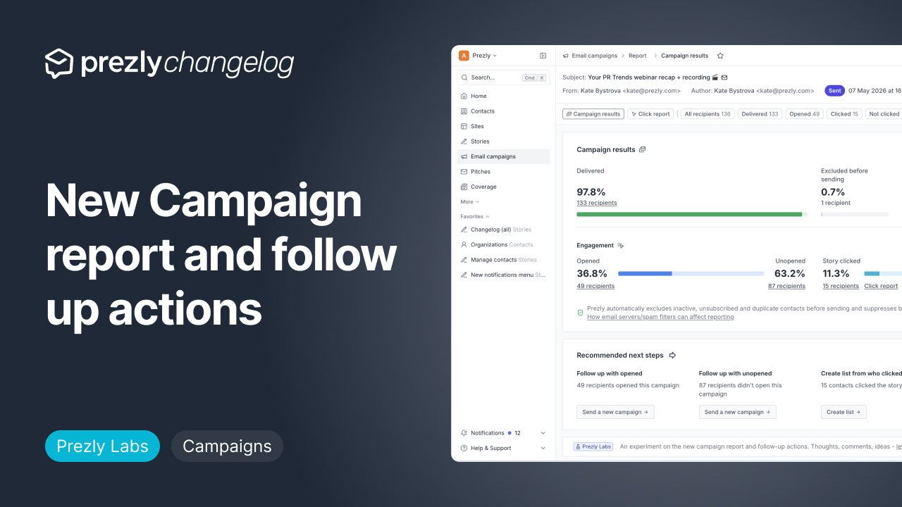 New Campaign report and follow up actions