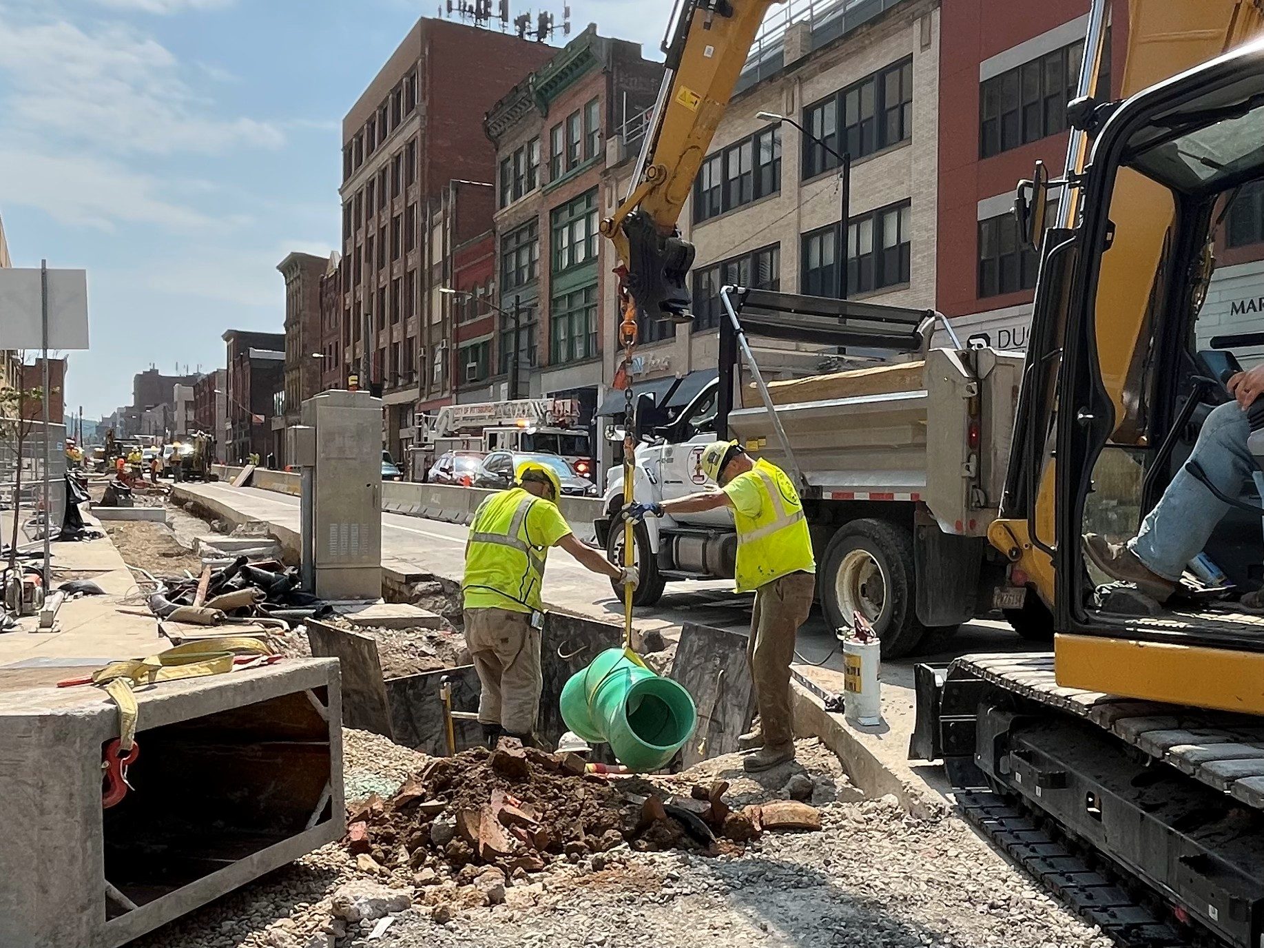 Crews recently installed a 15-inch storm sewer on Fifth Avenue at Washington Place Crews recently installed a 15-inch storm sewer on Fifth Avenue at Washington Place