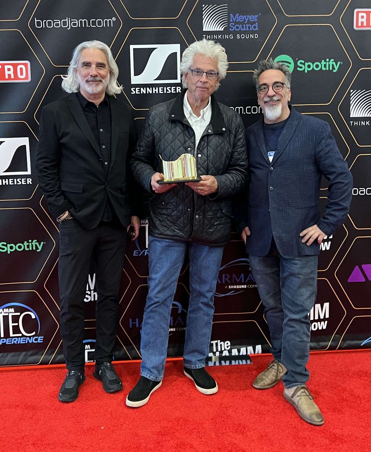 [L-R] Spotify Senior Music Producer William Garrett, WSDG Founder John Storyk, Spotify Head of Production and Studio Facilities Chris D'Angelo