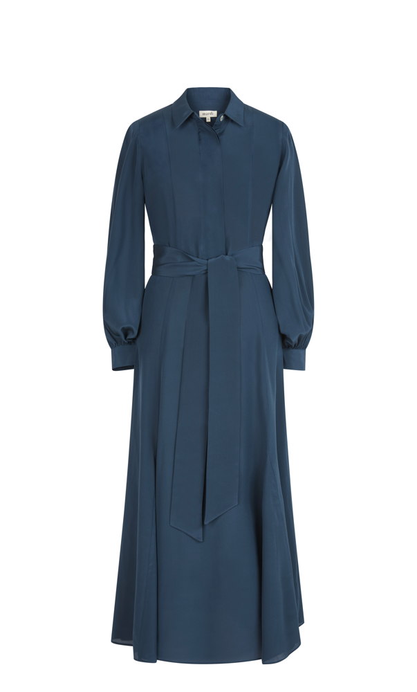 Mardi Editions - AW20 - Robe amélie en soie - Bleu canard - 275€