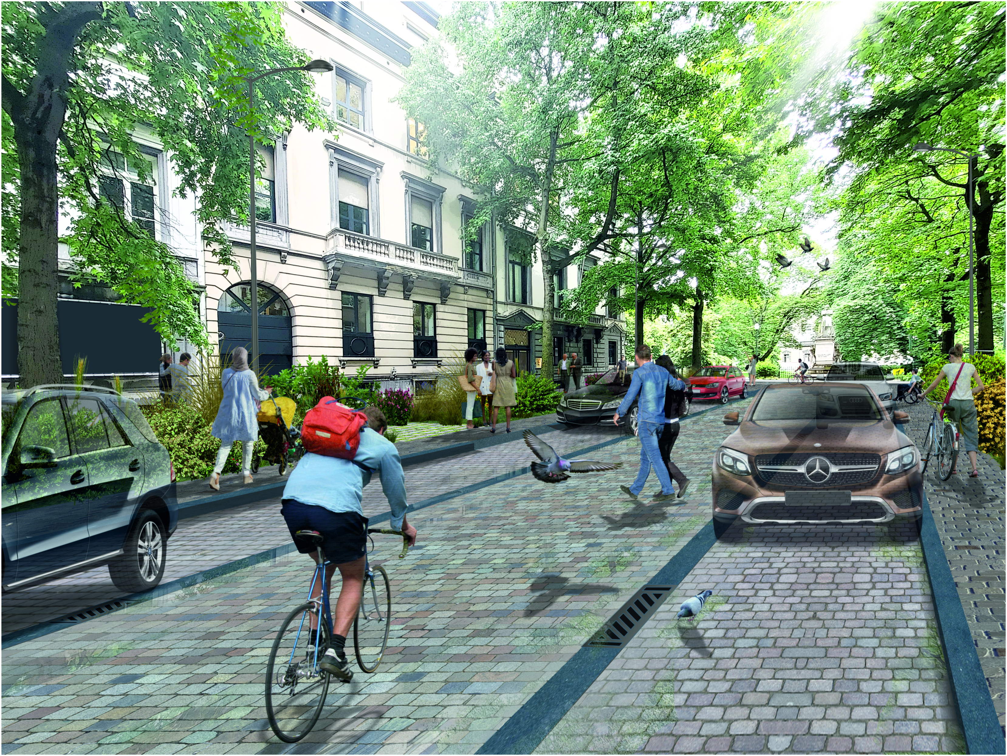 La rue Guimard, première rue végétalisée du Quartier européen