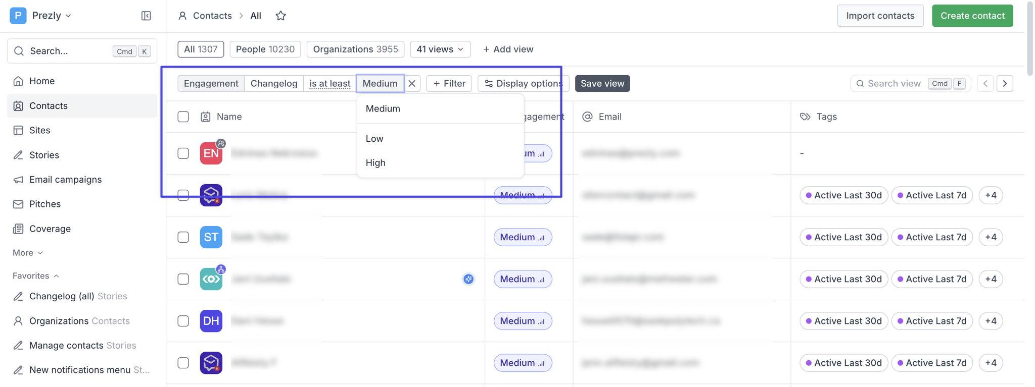 Example of an engagement filter being applied Example of an engagement filter being applied