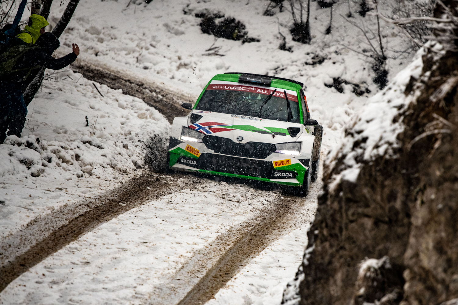 Driving a ŠKODA FABIA Rally2 evo of Eurosol Racing Team Hungary, Norwegians Andreas Mikkelsen and Anders Jæger win WRC3