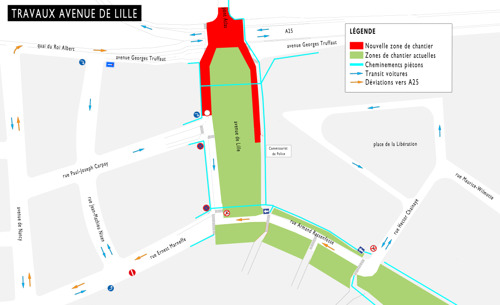 Tram de Liège : Fermeture temporaire du rond-point avenue de Lille