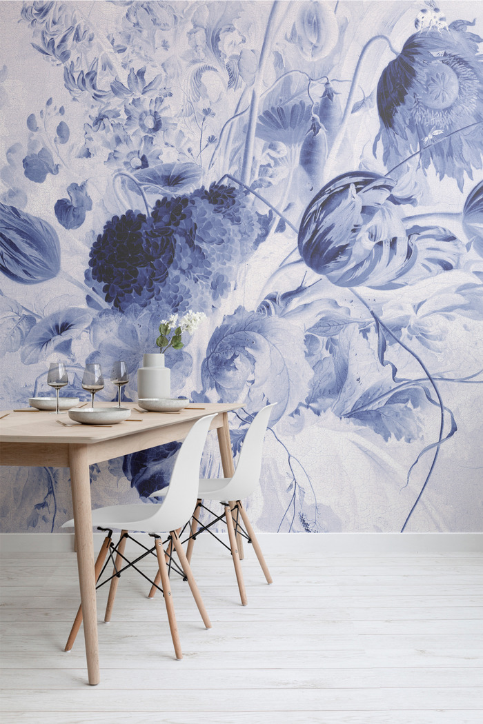 Famous floral paintings recreated as 'Delft' wall murals