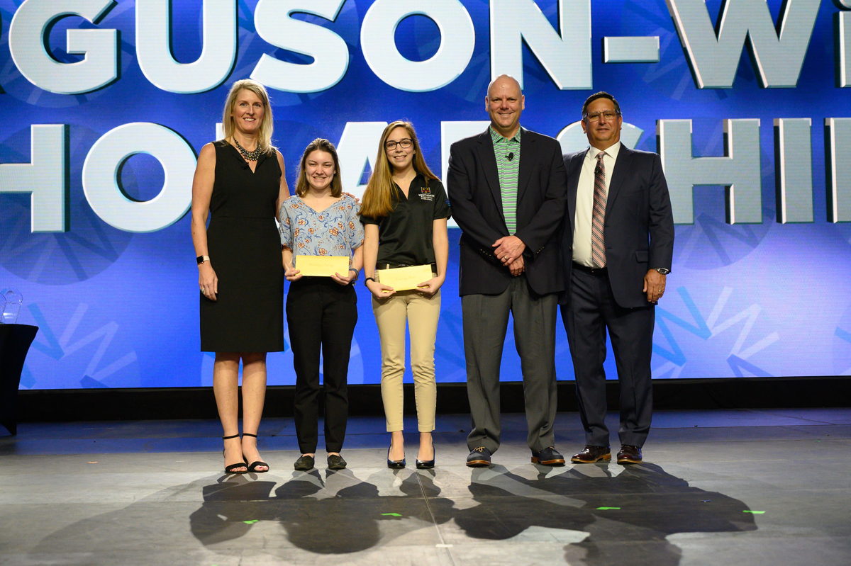 Pictured left to right: Kori Gromley-Huppert, chair of Women in the Mechanical Industry; Lindsey Stasi; Madelyn Conway; Todd Young, vice president of Commercial at Ferguson; and Michael Brandt, president of Mechanical Contractors Association of America's Women.