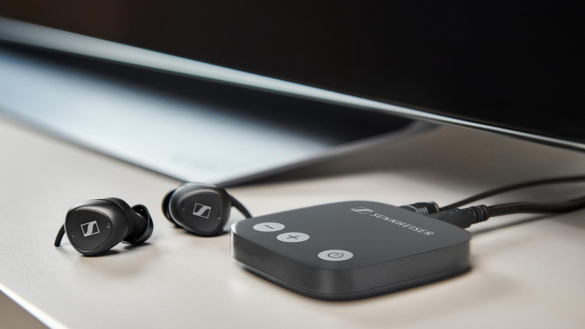 pictured: Sennheiser’s true wireless TV Clear Set 2 transmitter and earbuds