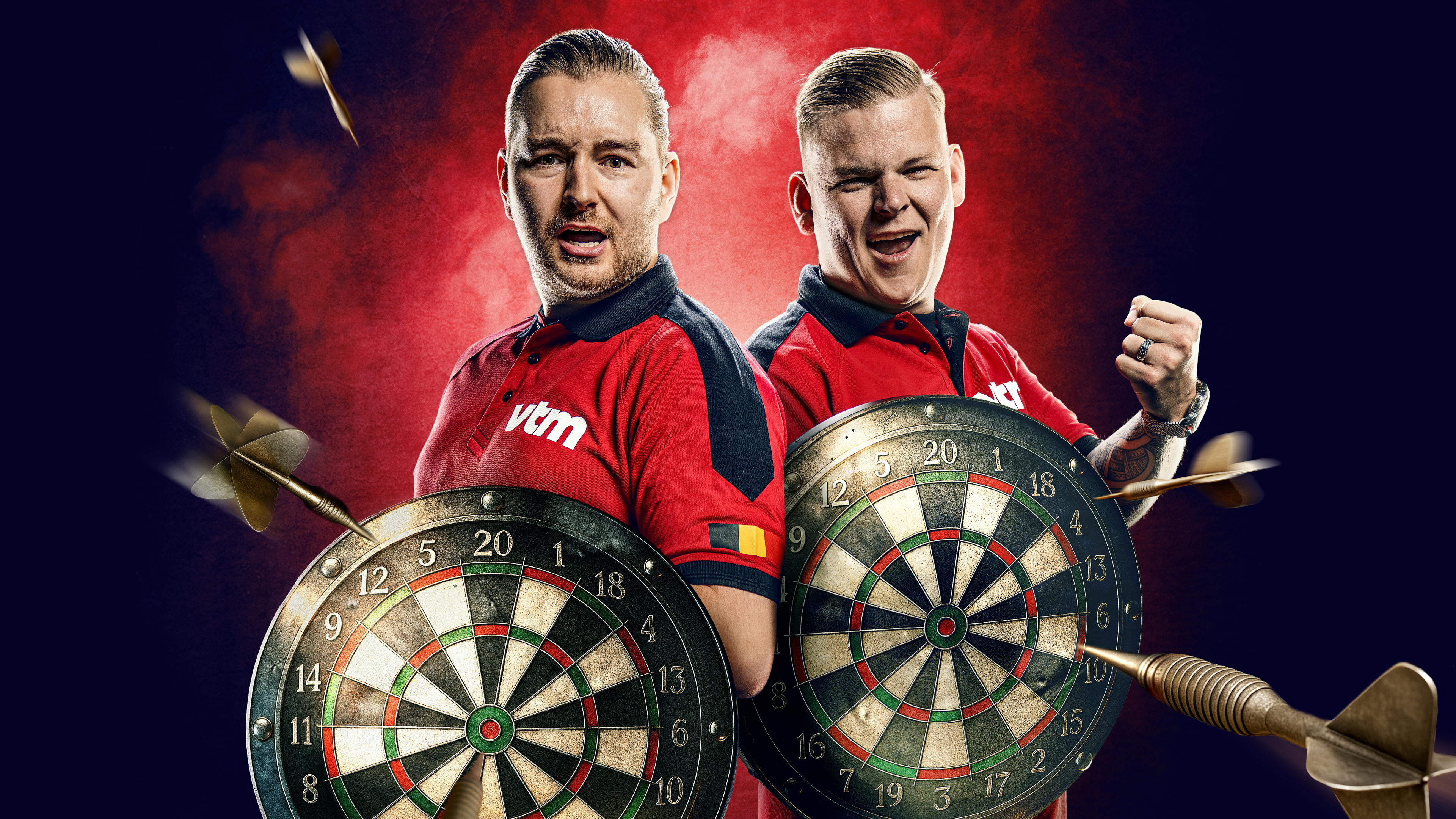 Dimitri Van den Bergh en Mike De Decker gooien voor het eerst samen de pijlen tijdens de World Cup of Darts 