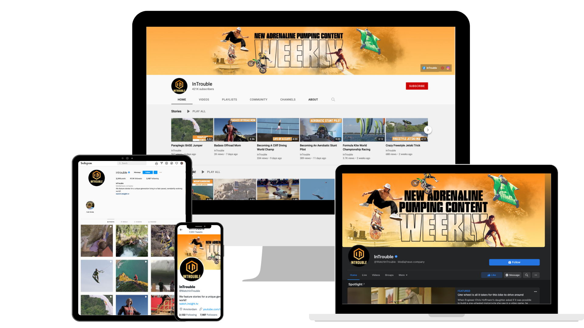 INTROUBLE Social Media Channels Display INTROUBLE Social Media Channels Display