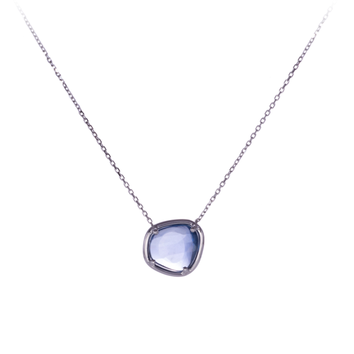 Mère et Fille - Collier Pétale de saphir bleu or blanc - 1300€ (1)