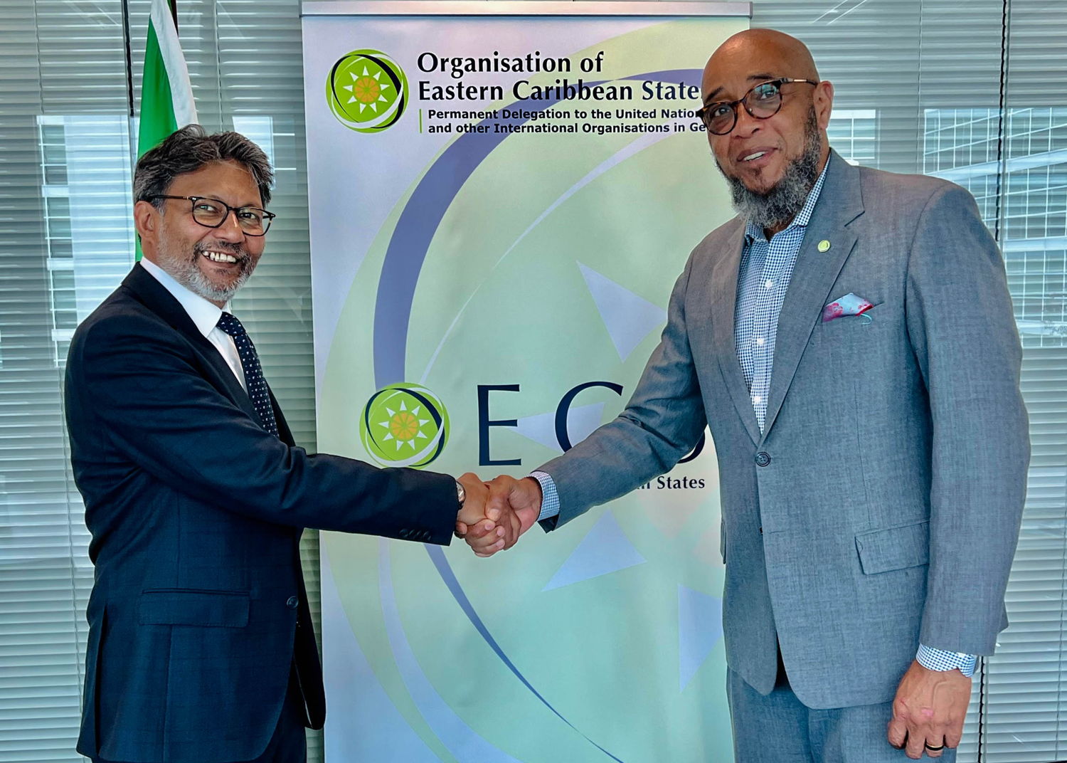 [L] H.E Dr. Asim Ahmed (Maldives) with [R] Ambassador Colin Murdoch (OECS)