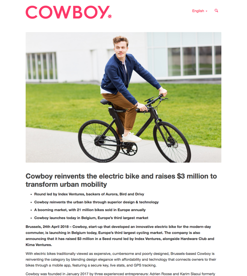 Cowboy reinvents the electric bike and raises $3 million to transform urban mobility