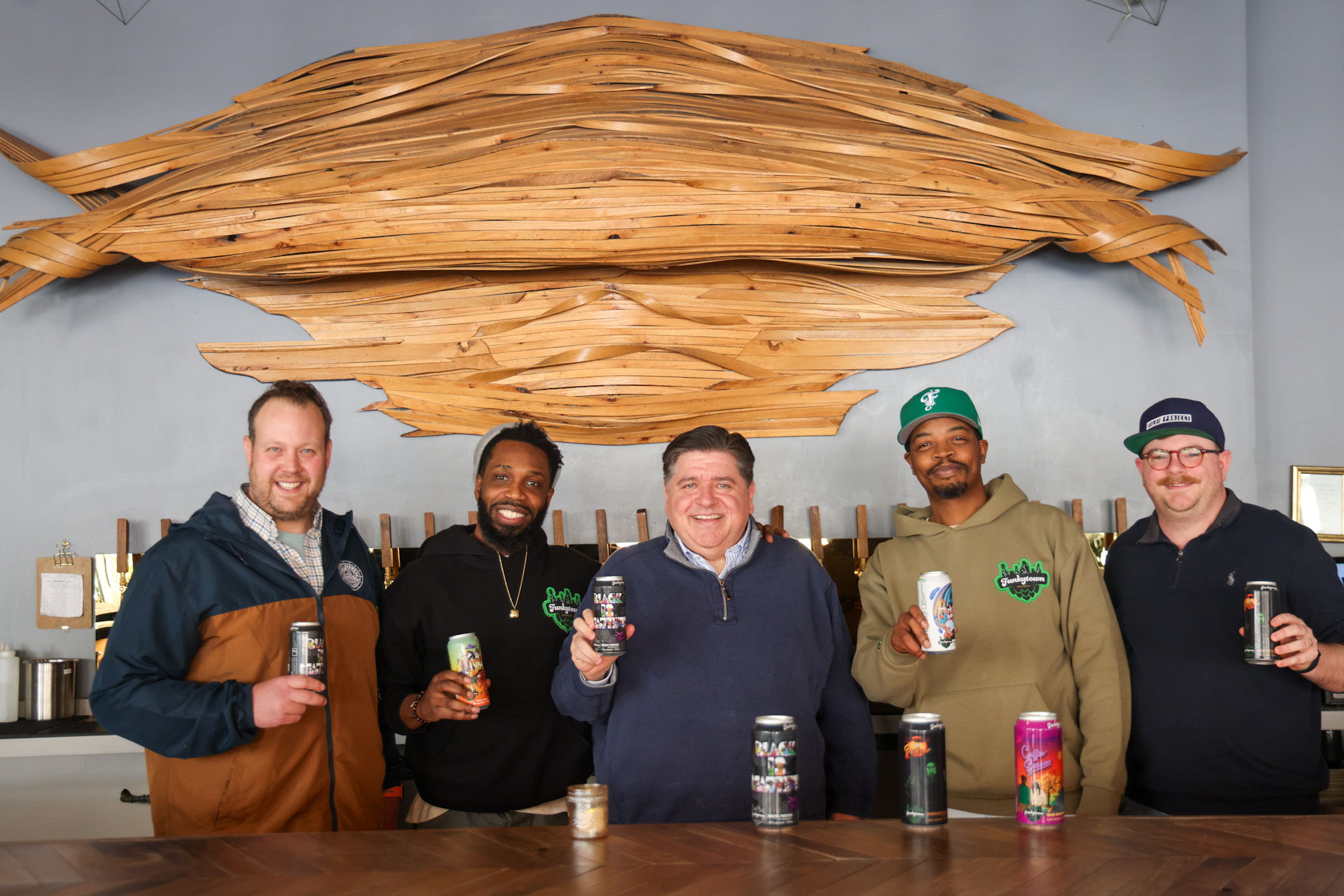Gov. Pritzker visits Funkytown Brewing.