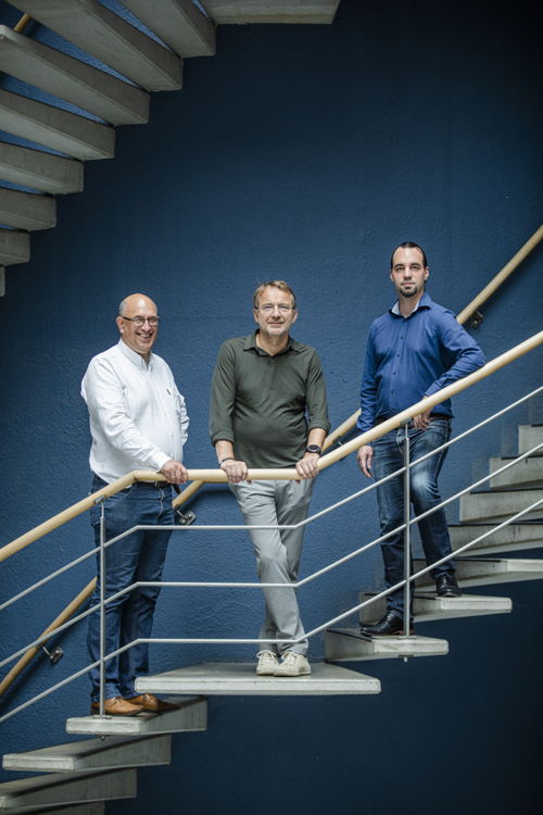 Prof. Serge Demeyer (UAntwerpen), Piet Buyck en Geert-Jan Van Den Bogaerde (founders Garvis)