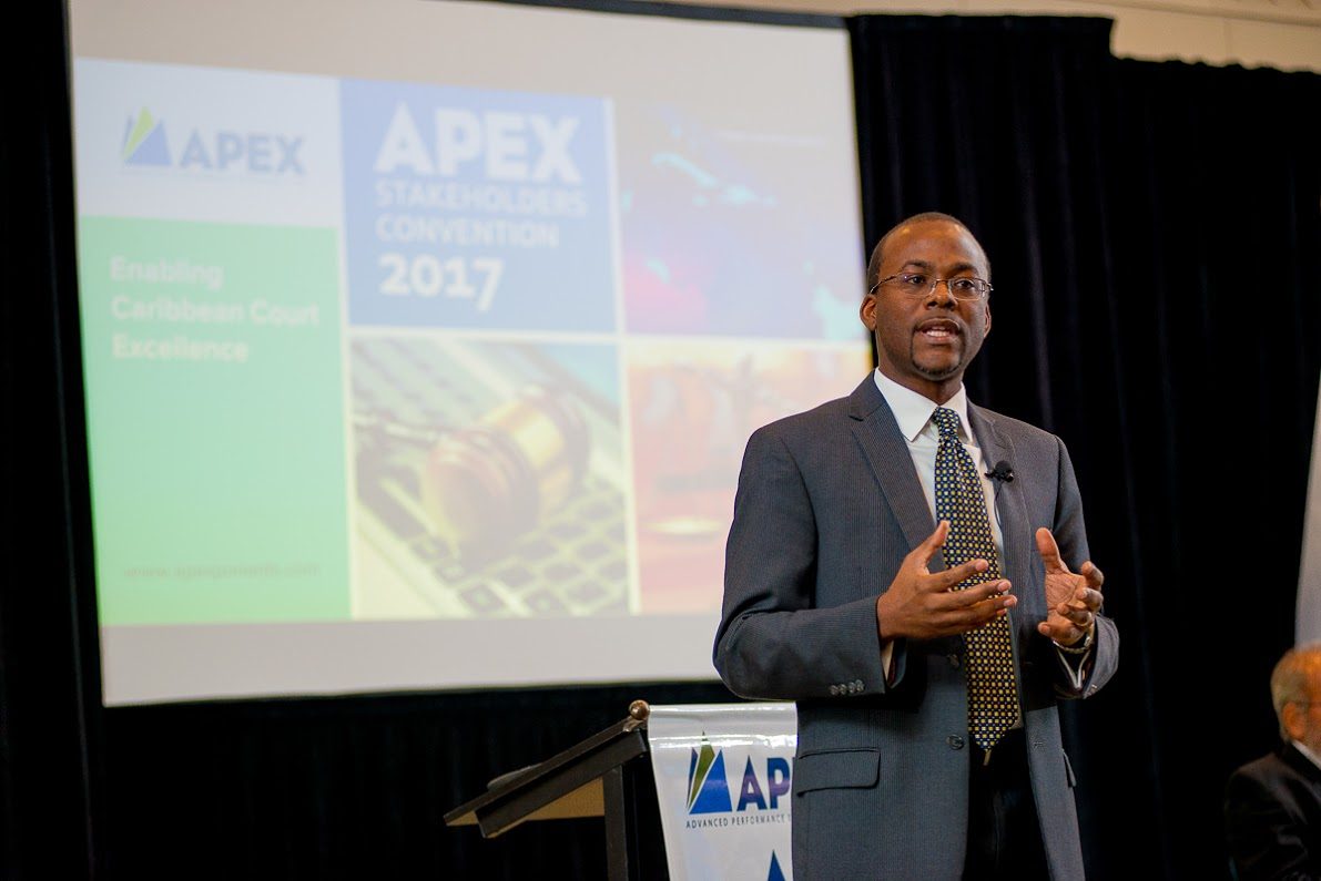 Bevil Wooding, Executive Director of APEX delivers opening remarks.