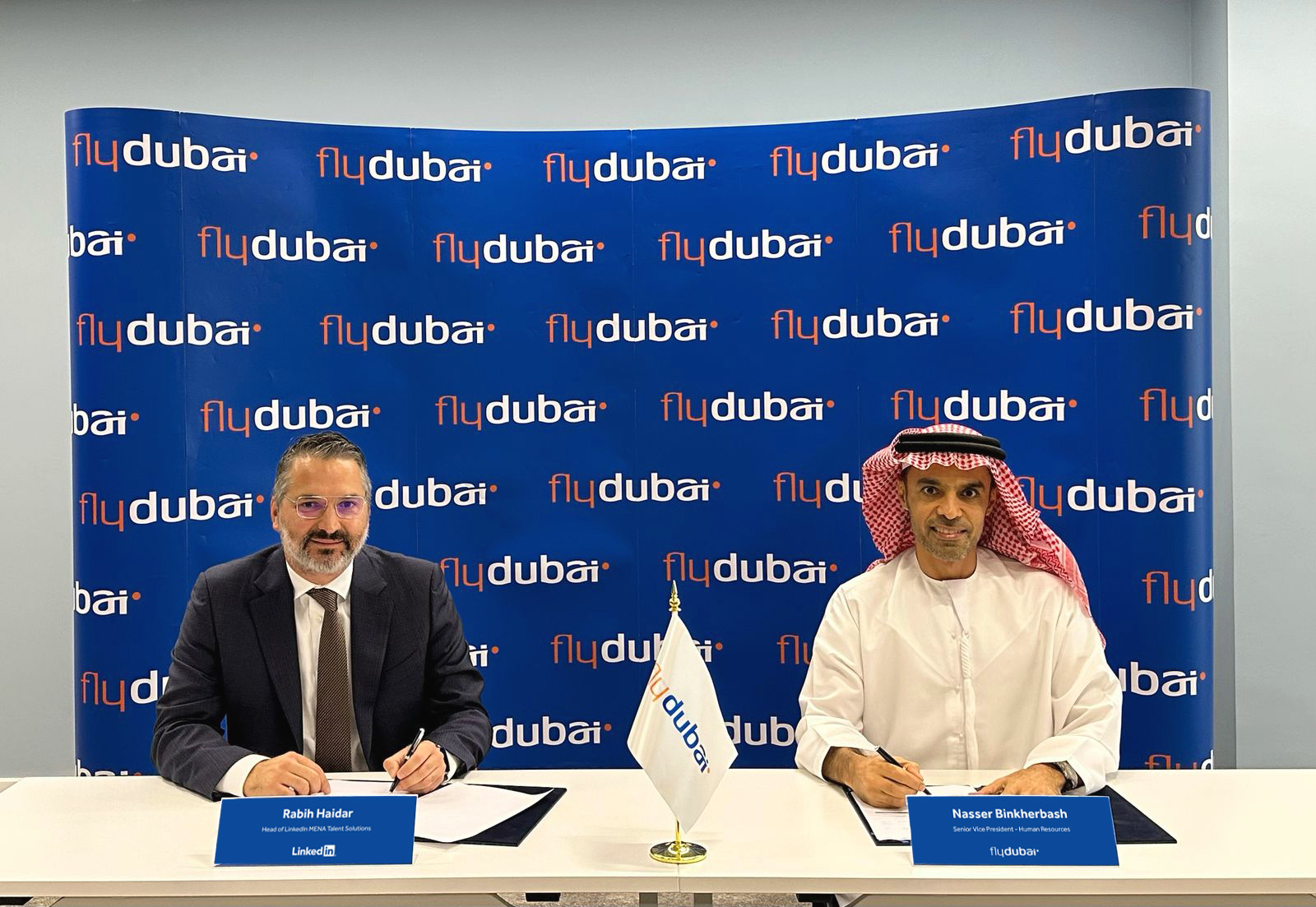 Rabih Haidar, Head of LinkedIn MENA – Talent Solutions and Nasser Binkherbash, Senior Vice President of Human Resources at flydubai