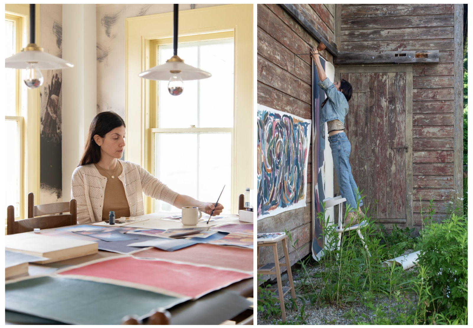 Rachel Cope working on the design of both Evoke (left) and Ensemble (right).