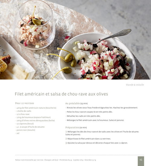 Filet américain et salsa de chou-rave aux olives