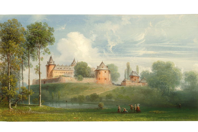 Carlo Bossoli, Het Kasteel van Gaasbeek vanuit het Oosten, ca. 1830, collectie Kasteel van Gaasbeek
