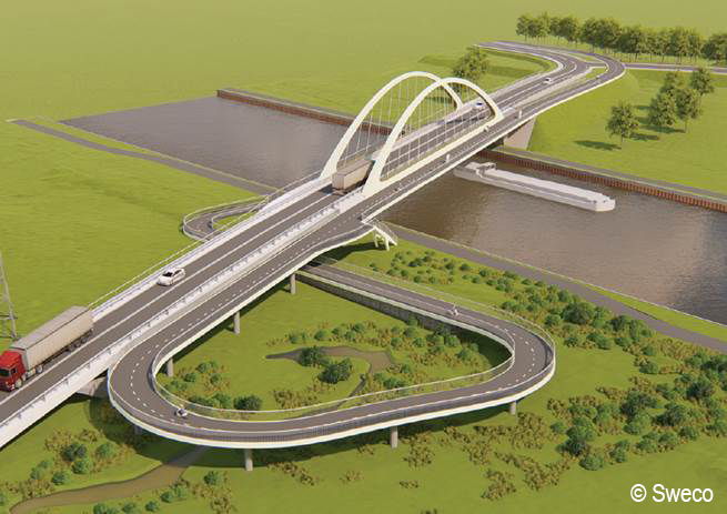 Simulatie fietsspiraal Driefonteinenbrug