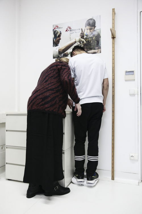 16 January 2018. Pilar, a voluntary nurse, receives a young person from Afghanistan for a consultation. Credit
Antoine Kremer/MSF