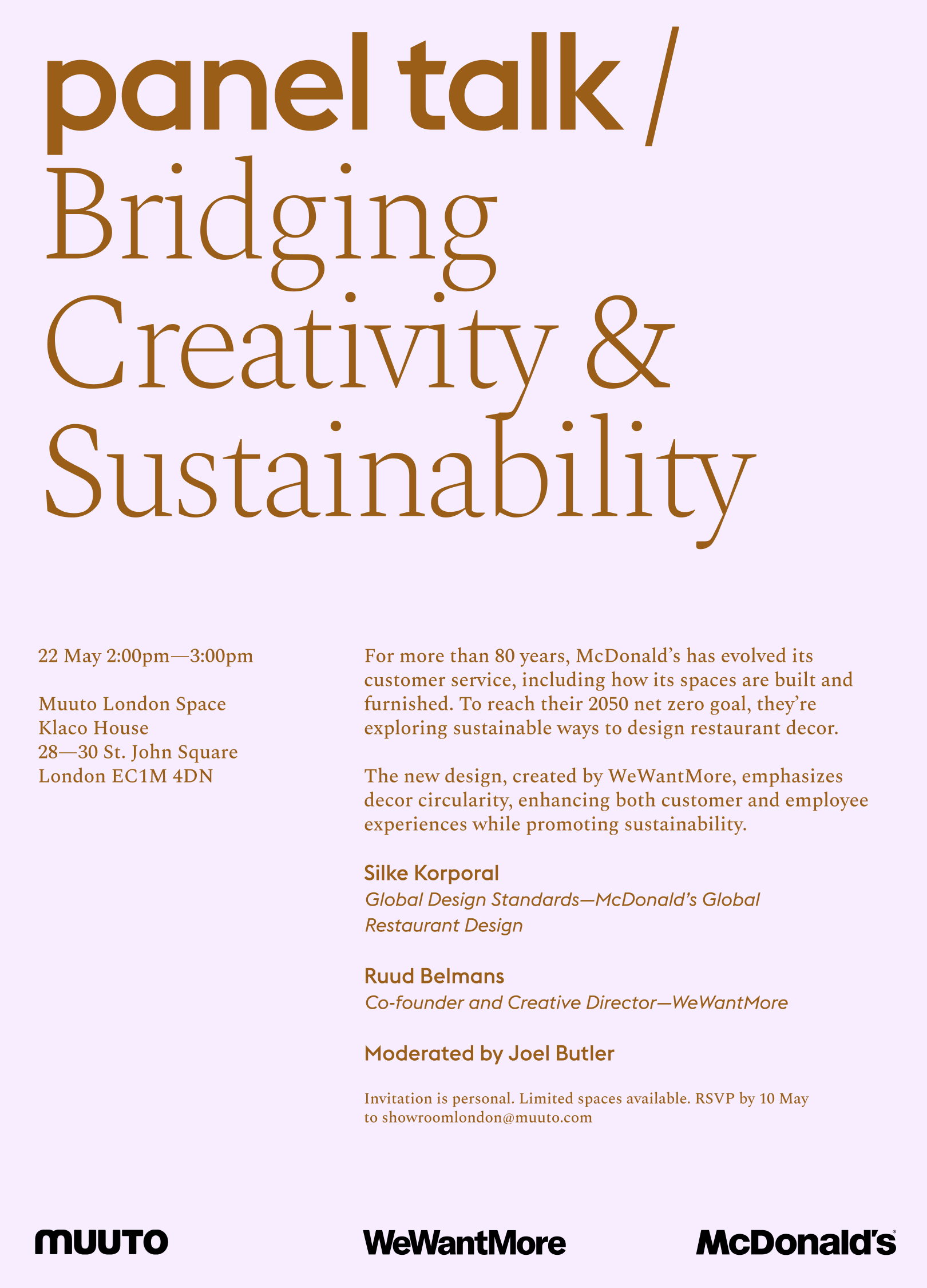 Muuto invitation for 22nd May